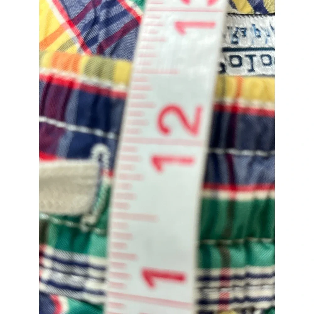 Vintage POLO Ralph Lauren Plaid Swim Shorts Men L Board Trunks Preppy Summer Ivy